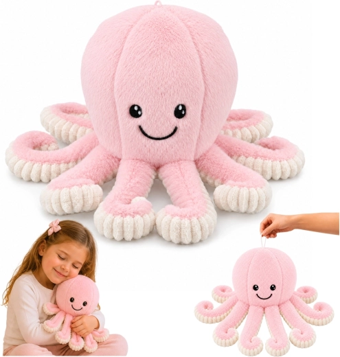 Pluchen octopus met elastische tentakels roze 50 cm