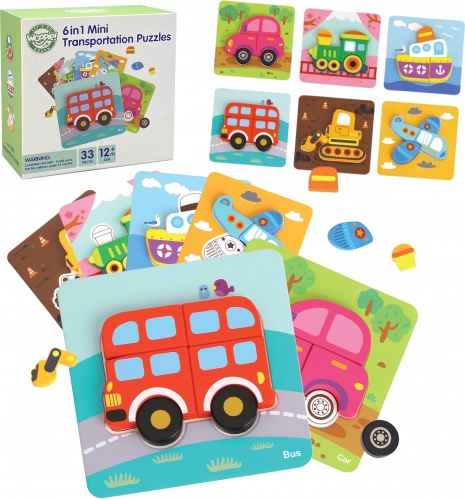 Woopie houten puzzel voertuigen Montessori FSC