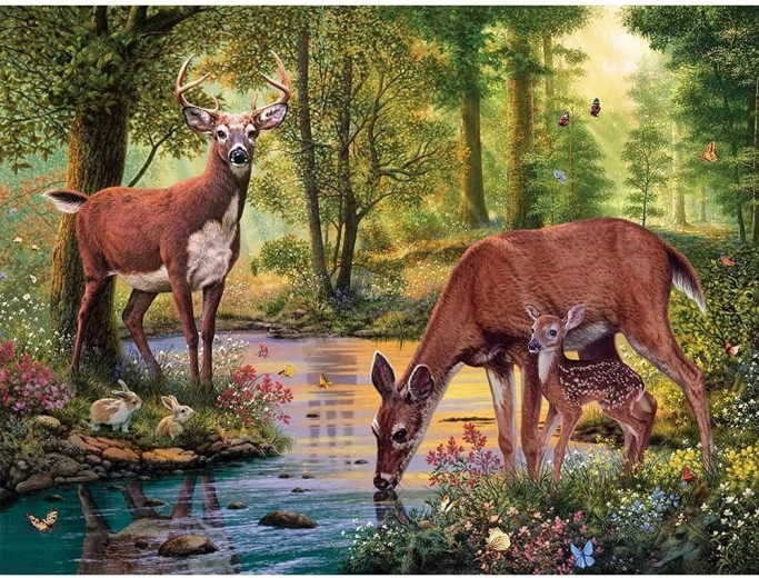 Diamond painting hert bij de beek 30 × 40 cm