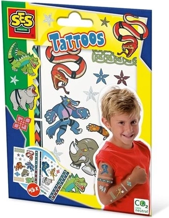 SES metallic tijdelijke tattoos voor kinderen – dierlijke krijgers