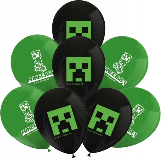 Procos opblaasbare ballonnen Minecraft 28 cm (8 stuks)