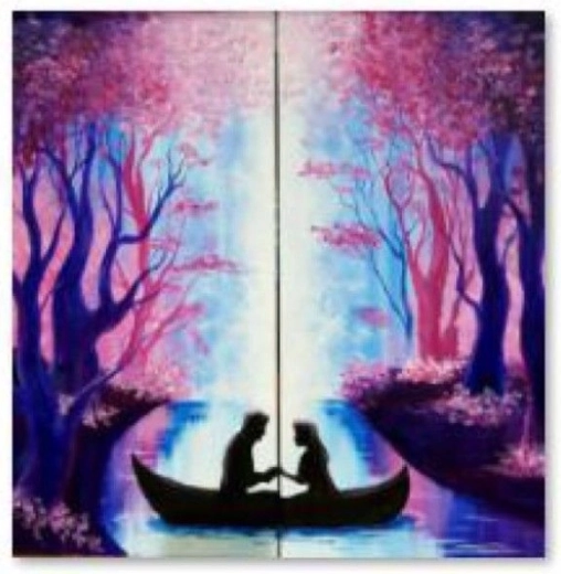Diamantschilderij (diamond painting) verliefd stel 30 × 30 cm - 1 stuk