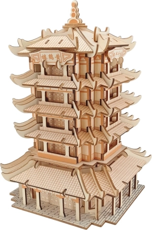 Houten 3D-puzzel Yellow Crane Tower