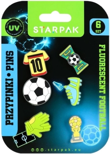 Rubberen badges Football fluo - 6 stuks
