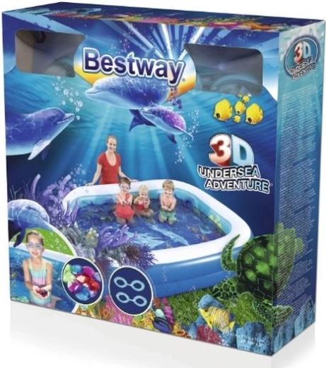 Bestway 3D onderwateravontuur opblaasbaar kinderzwembad met duikbril en kristallen