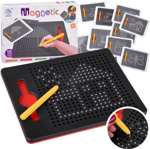 Magnetisch tekentablet met metalen kogeltjes en sjablonen