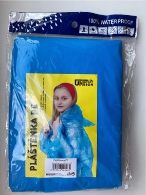 polyethyleen regenponcho, universele maat in zakje 9×13 cm