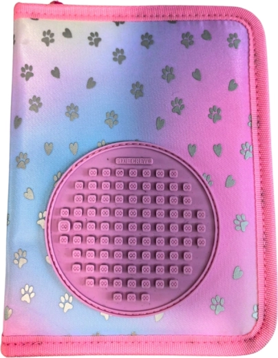 Pixie Crew etui met één laag roze hartjes en pootjes