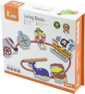 houten rijgblokken piraat