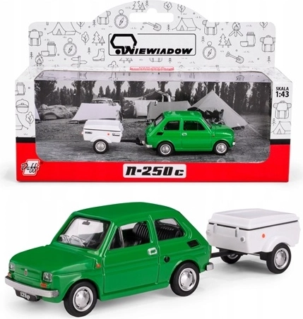 Fiat 126p met aanhangwagen Niewiadów N250C groen (1:43)