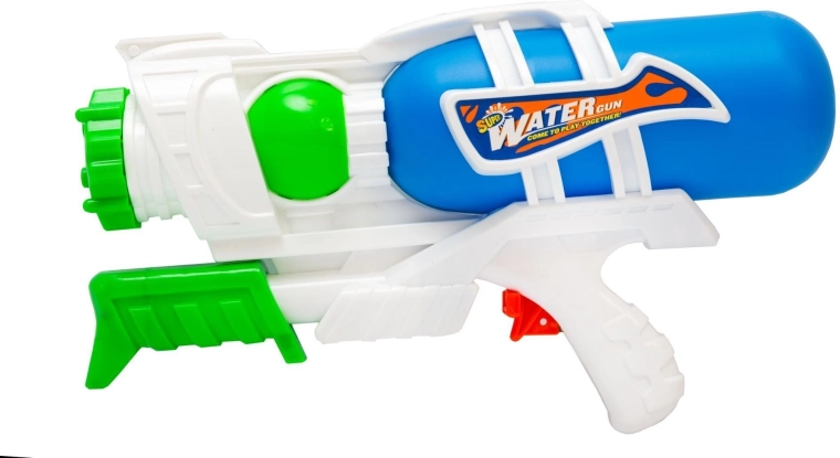 Groot waterpistool met pompje 27 cm, blauw - 1 stuk