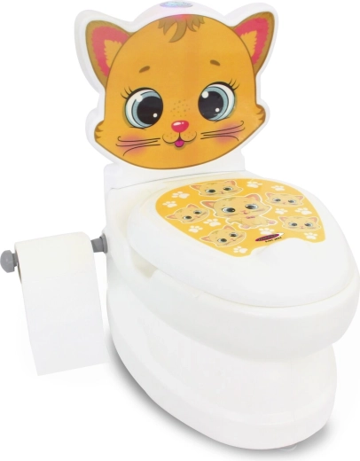 JAMARA kinderpotje voor meisjes en jongens in de vorm van een kat, met doorspoelgeluid en toiletpapierhouder