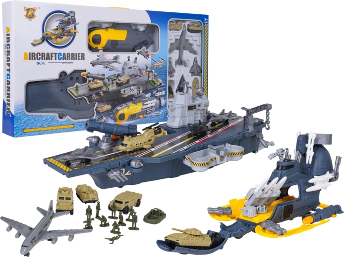 Opvouwbare militaire vliegdekschip-set in koffer met accessoires