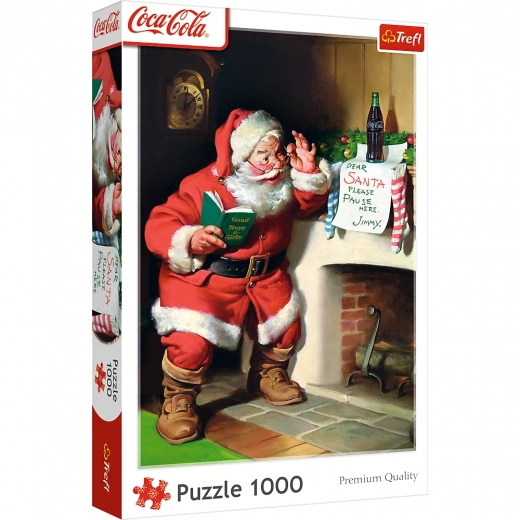 Puzzel 1000 stukjes Coca‑Cola kerst – Kerstman bij de haard