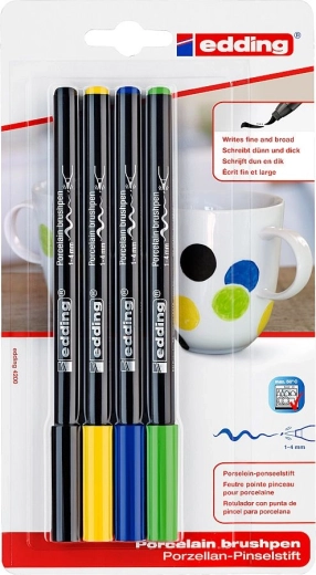Porseleinmarkers Edding 4200, set koele kleuren, 4 stuks