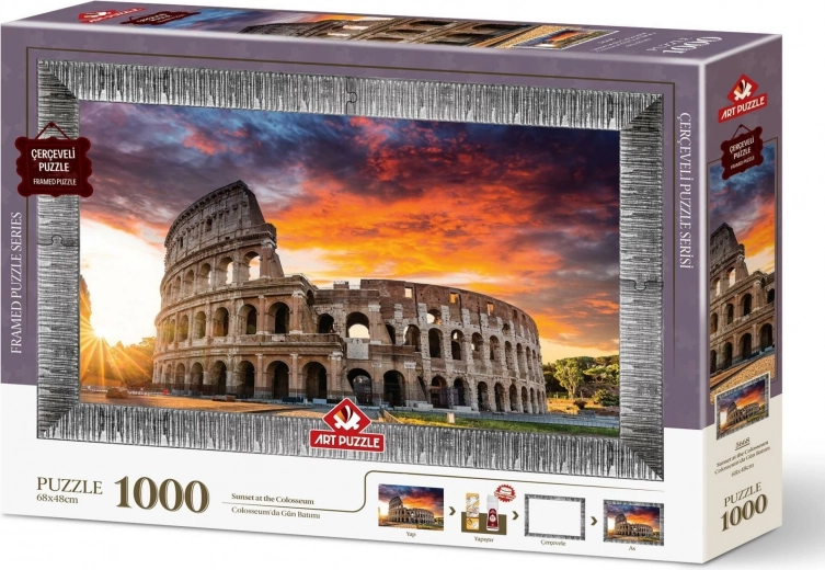 Puzzel zonsondergang boven het Colosseum met lijm en lijst 1000 stukjes