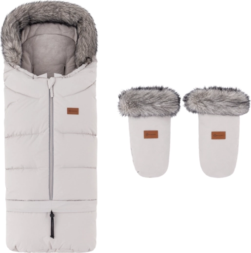 Petite&Mars wintervoetenzak Arctic 4v1 met handschoenen voor kinderwagen Fjora Champagne Shower