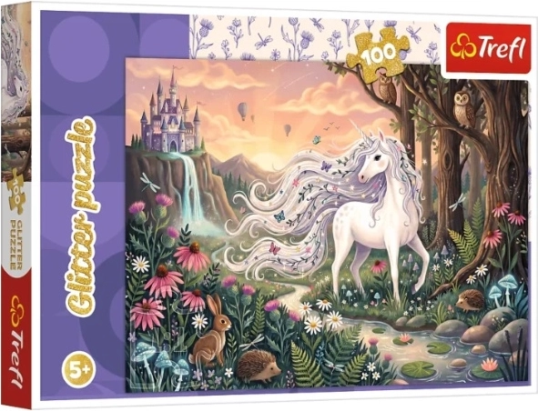 Kinderpuzzel Glitter Tęczowy blask eenhoorn 100 stukjes - 1 stuk