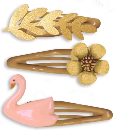 Djeco haarspeldjes Carmen – zwaan, bloem en blad