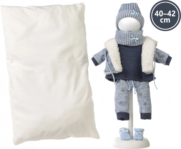 Llorens outfit voor pop New Born 40–42 cm, 6-delige set met dubbelzijdig kussen