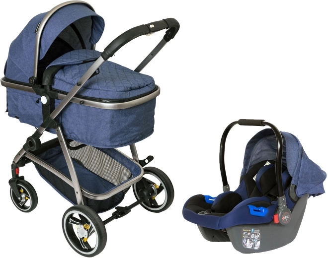 Bauerkraft multifunctionele 2-in-1-kinderwagen met reiswieg en autostoel, blauw