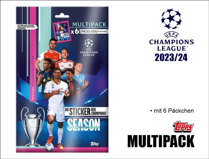 Topps UEFA Champions League 2023/2024 stickers – multipack (6 zakjes)