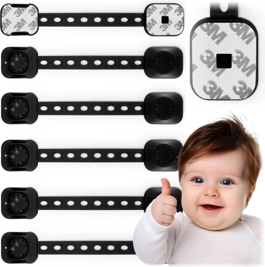 RICOKIDS kindersloten voor kasten, 6 stuks, zwart