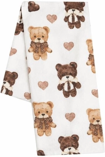 Katoenen luier met print New Baby beertjes met hartje