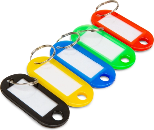 Plastic sleutellabels, 5 kleuren, 50 stuks
