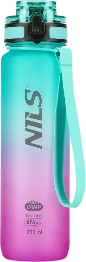 Tritan waterfles NILS Camp 950 ml met zeef – groen‑roze