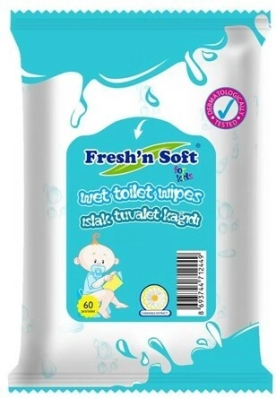 Fresh 'n soft vochtige toiletdoekjes voor kinderen vegan 60 stuks
