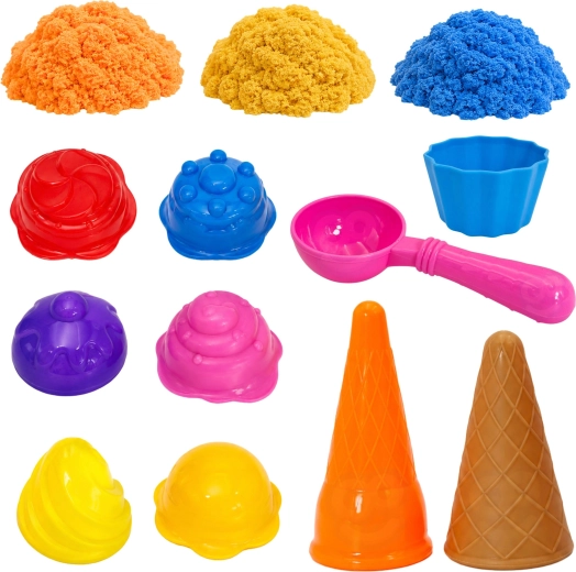 Drie kleuren vormbaar zand