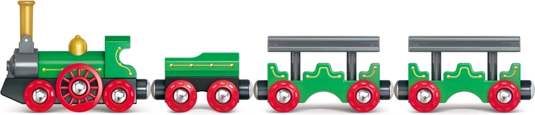 Houten retrotrein met inklapbare schoorsteen