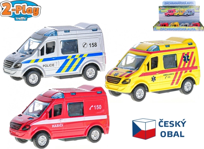 Metalen hulpdienstauto 8 cm met terugtrekmotor