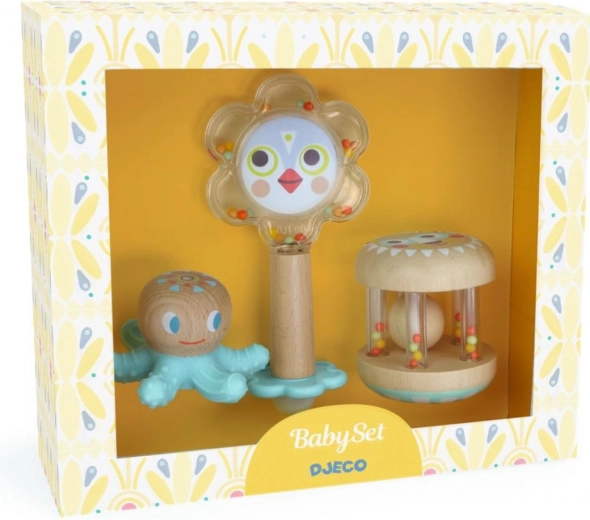 Djeco bijtring en rammelaars Baby white