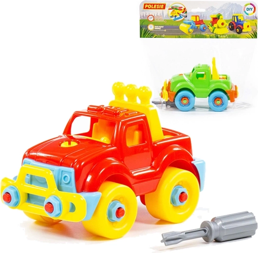 Schroefbare kinderjeep met gereedschap POLESIE