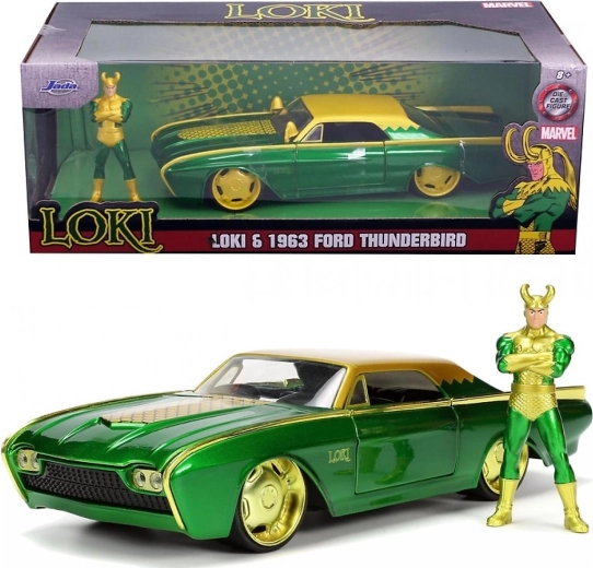 Marvel Loki Ford Thunderbird 1:24 – metalen automodel met figuurtje