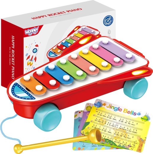 WOOPIE Kinder Xylofoon Kosmische Raket Rood 18m+