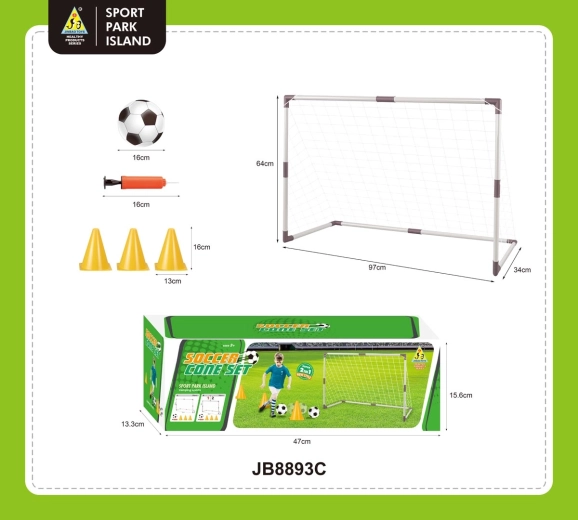 Trainingsvoetbaldoel met kegels en accessoires