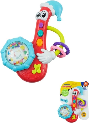 Baby rammelaar met melodie BABY MIX – saxofoon, rood