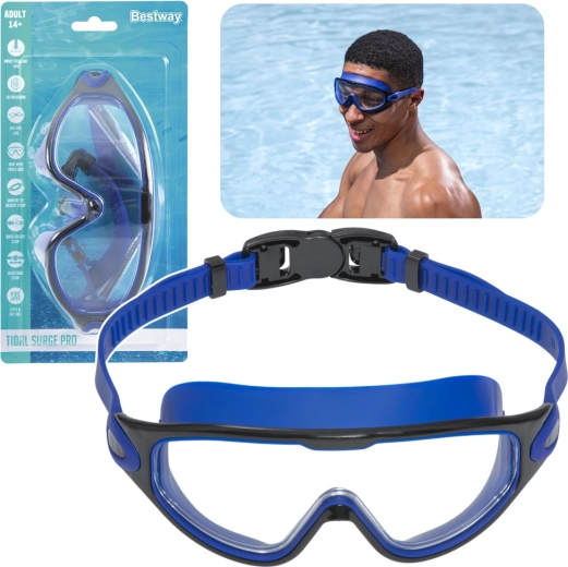 Zwembril Bestway zwart-blauw met verstelbare band