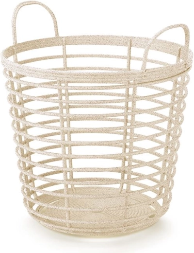 Opbergmand met handgrepen ZANZI BASKET WOOD crèmekleurig 25 l