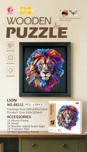 Houten puzzel leeuw, 155 stukjes
