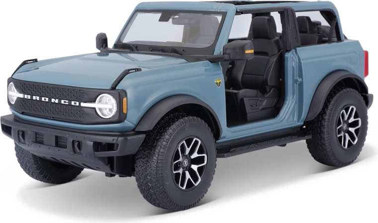Maisto 2021 Ford Bronco Badlands zonder deuren blauw 1:18