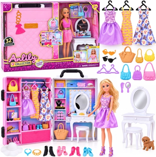 Anlily modepop 30 cm met draagbare kleedkamer en kaptafel