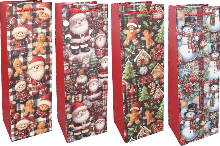 Kerstcadeautas voor een fles M 36 × 12 × 10 cm - 1 stuk