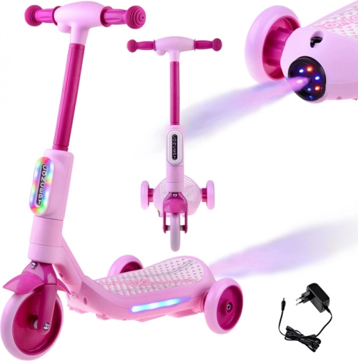 Elektrische driewielerstep voor kinderen met LED-verlichting en stoom-effect – Roze