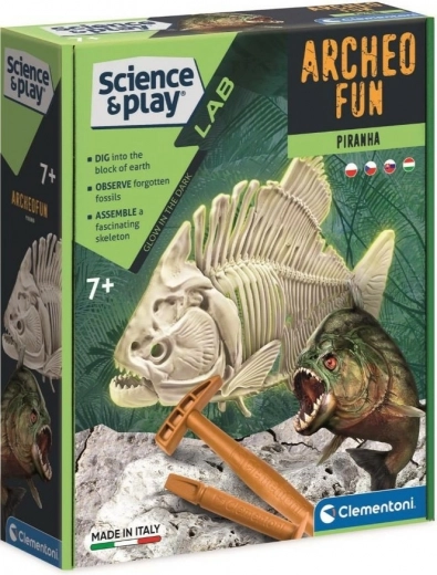 Clementoni Science & Play ArcheoFun: piranha die oplicht in het donker