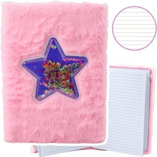 Roze pluchen notitieboek met confetti A5