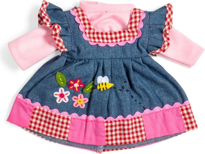 Bigjigs Toys spijkerjurk met roze zoom voor pop 34 cm